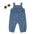 Baby Girls Cotton Jumpsuit Blue Flower Print with Headband
