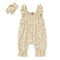 Baby Girls Cotton Jumpsuit Cream Floral Print with Headband