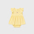 Baby Girls Pack of 3 Onesies Party Wear Frock Style Yellow Purple Textured Printed
