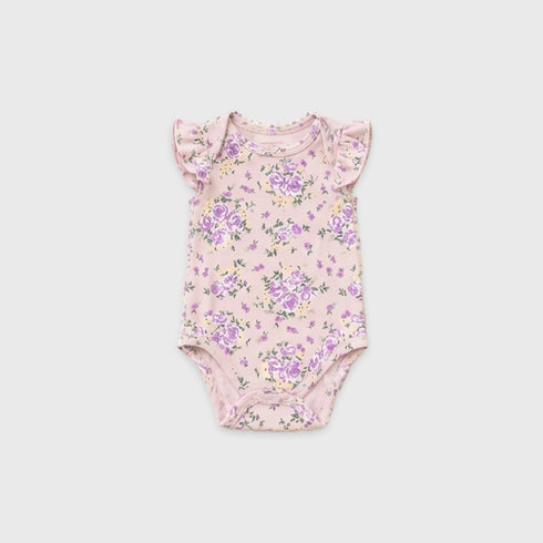 Baby Girls Pack of 3 Onesies Party Wear Frock Style Yellow Purple Textured Printed