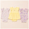 Baby Girls Pack of 3 Onesies Party Wear Frock Style Yellow Purple Textured Printed