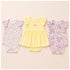 Baby Girls Pack of 3 Onesies Party Wear Frock Style Yellow Purple Textured Printed