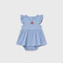 Baby Girls Pack of 3 Onesies Party Wear White Blue Textured Printed