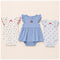 Baby Girls Pack of 3 Onesies Party Wear White Blue Textured Printed