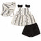 Baby Girls Suit Set Cotton Frock Shorts and Hat Black White Floral