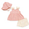 Baby Girls Suit Set Frock Shorts with Hat Pink White Floral