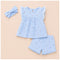 Baby Girls Suit Set Frock Shorts and Headband Light Blue Flower Printed
