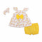 Baby Girls Suit Set Frock Shorts and Headband Grey & Yellow Floral Printed