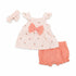 Baby Girls Suit Set Frock Shorts and Headband Pink Floral Printed