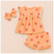 Baby Girls Suit Set Frock Shorts and Headband Peach Strawberry Printed