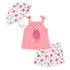 Baby Girls Suit Set Sando Shirt with Shorts and Hat Pink & White Strawberry