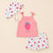 Baby Girls Suit Set Sando Shirt with Shorts and Hat Pink & White Strawberry
