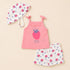 Baby Girls Suit Set Sando Shirt with Shorts and Hat Pink & White Strawberry