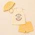 Baby Girls Suit Set Sando Shirt with Shorts and Hat Yellow Sunshine