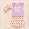 Baby Girls Suit Set Sando Shorts and Headband Purple Floral