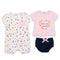 Baby Girls T-Shirt Onesie & Panty 3-Piece Set White Pink Floral Set