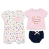 Baby Girls T-Shirt Onesie & Panty 3-Piece Set White Pink Floral Set