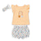 Baby Girls T-Shirt & Shorts Set with Headband Creme Boho Rainbow Flutter Set