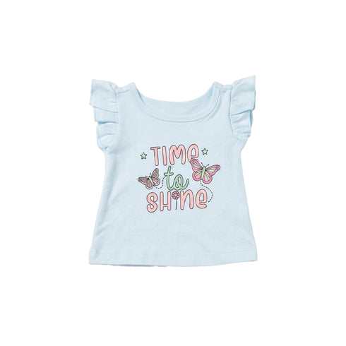 Baby Girls T-Shirt & Shorts Set with Headband Light Blue Butterfly Time to Shine Flutter Set