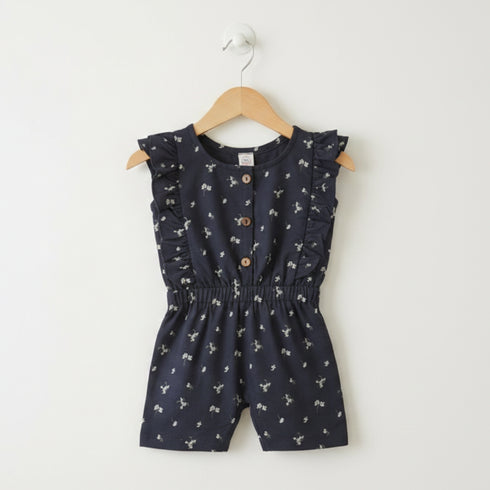 Baby Jumpsuit Dark Grey Floral Print