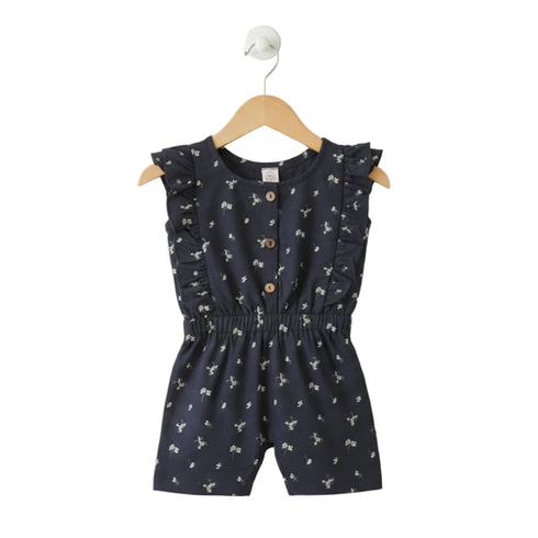 Baby Jumpsuit Dark Grey Floral Print