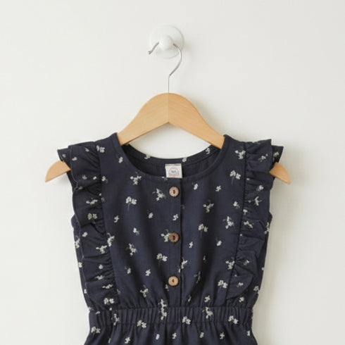 Baby Jumpsuit Dark Grey Floral Print