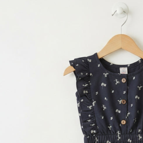 Baby Jumpsuit Dark Grey Floral Print
