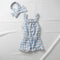 Baby Jumpsuit with Headband Blue Floral Checks