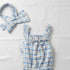 Baby Jumpsuit with Headband Blue Floral Checks