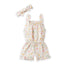 Baby Jumpsuit with Headband White Pink Flowers