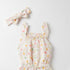 Baby Jumpsuit with Headband White Pink Flowers