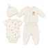 Cream Baby Suit Bodysuit Shirt Trouser Cap Set 0-9M
