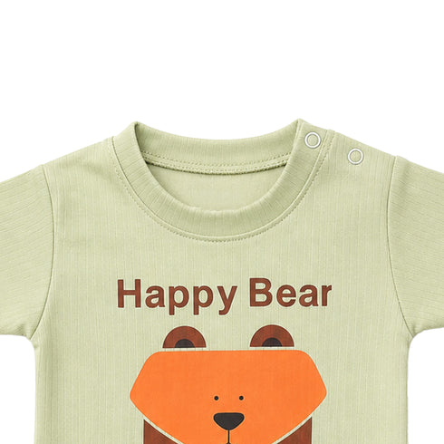 Basics 2Pc Boys Suit Green Grey Happy Bear