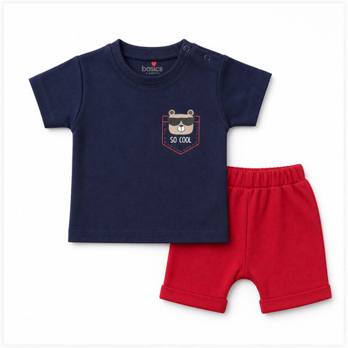 Basics 2Pc Boys Suit Maroon Navy So Cool