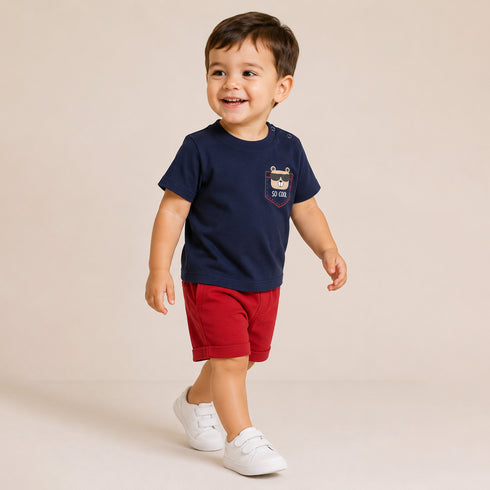 Basics 2Pc Boys Suit Maroon Navy So Cool