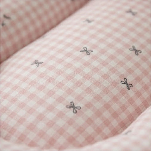 Basics Baby Bed Net with Pillow Pink Vintage Bow Checks