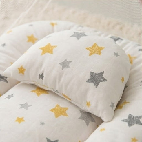 Basics Baby Bed Net with Pillow Stars White