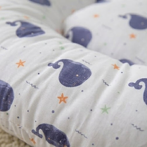 Basics Baby Bed Net with Pillow White Blue Dolphins
