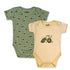 Basics Baby Body Suits Pack of 2 Beige Green Vehicle