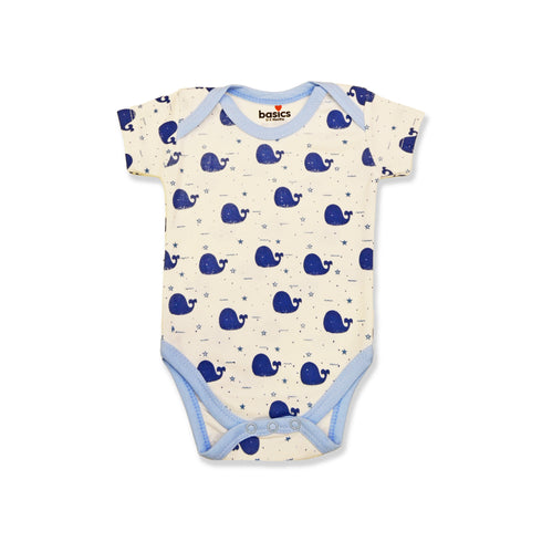 Basics Baby Body Suits Pack of 2 Blue White Whale