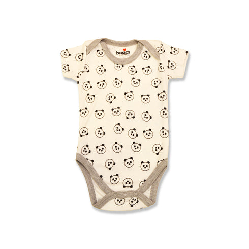 Basics Baby Body Suits Pack of 2 Grey White Panda