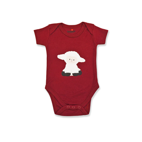 Basics Baby Body Suits Pack of 2 Maroon White Baby Sheep