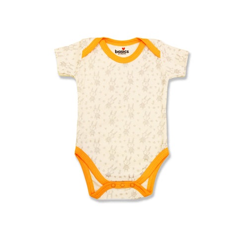 Basics Baby Body Suits Pack of 2 Peach White Baby Rabbits Glittered