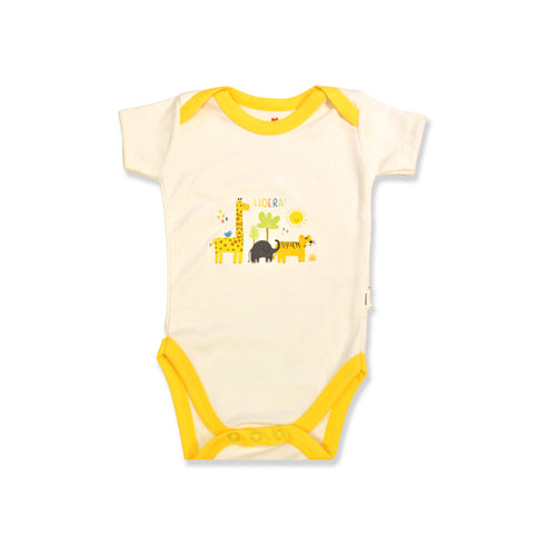 Basics Baby Body Suits Pack of 2 Yellow White Jungle Horea