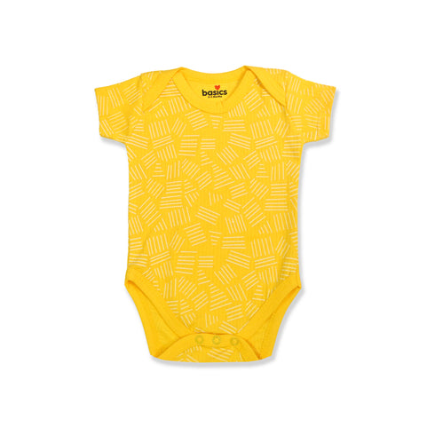 Basics Baby Body Suits Pack of 2 Yellow White Jungle Horea