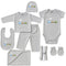 Basics Cotton Baby Gift Box Grey Train Embroidered Starter Set 0–6M