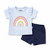 Basics Baby Girl Suit T-Shirt and Shorts Light Blue Navy Rainbow