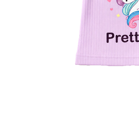 Basics Baby Girl Suit T-Shirt and Shorts Purple Pink Pretty Unicorn