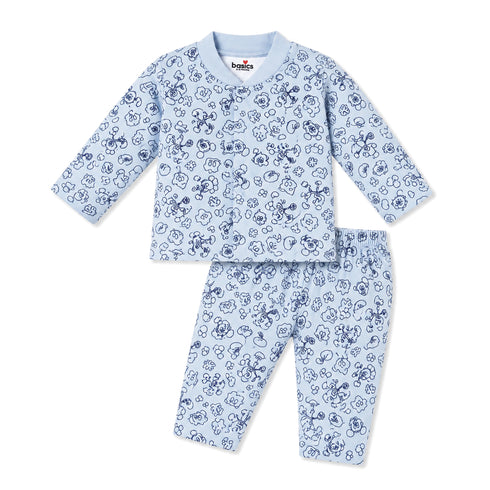 Basics Cotton Rich Baby Night Suits Blue Mickey 0M-6Y