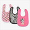 Basics Pack of 3 Baby Bibs Pink Baby Zebra Design